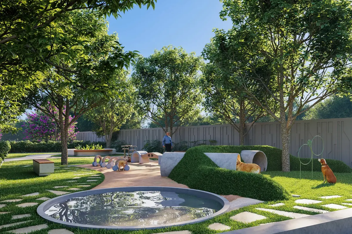 Pet-friendly garden court